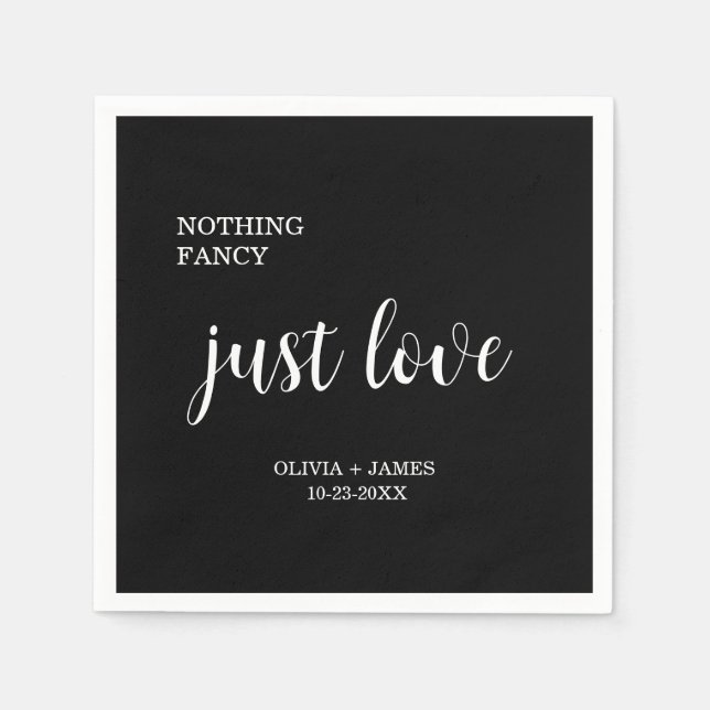 Nothing Fancy Just Love Black Wedding   Napkin (Front)