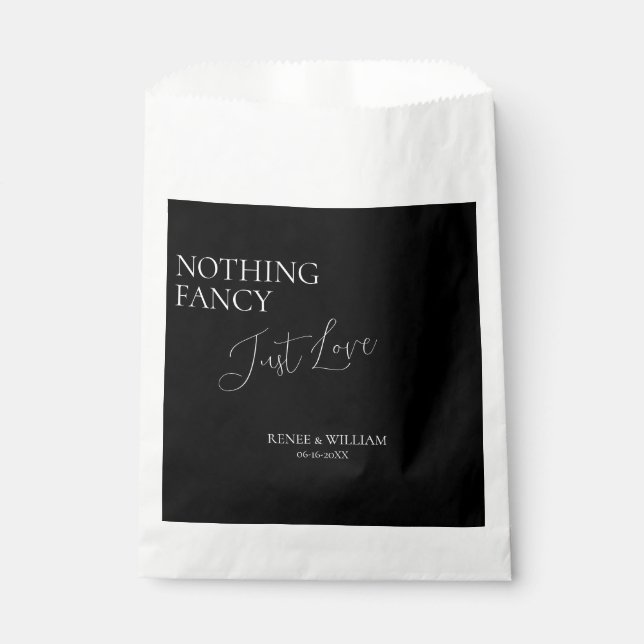 Nothing Fancy, Just Love, Black & White Favour Bag (Front)