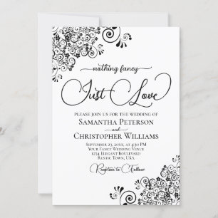Nothing Fancy Just Love Black & White Wedding Invitation