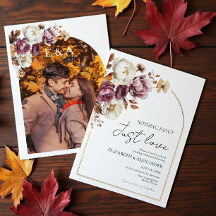 Nothing fancy just love Burgundy Photo Wedding Invitation