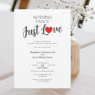 Nothing Fancy Just Love Casual Red Heart Wedding Invitation
