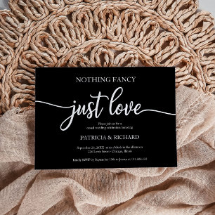 Nothing Fancy Just Love Casual Wedding Black Invitation