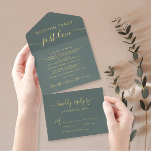 Nothing Fancy Just Love Casual Wedding Reception All In One Invitation
