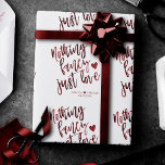Nothing Fancy Just Love | Dark Crimson Red Wedding Wrapping Paper<br><div class="desc">A beautifully designed minimal hand lettered wedding, anniversary, engagement, or elopement typography thats perfect for your simple or small reception, party or celebration with a modern handwritten script and heart. For customizations or other colours, please visit the store JustFharryn @ Zazzle or contact the designer, Fharryn, c/o Fharryn@yahoo.com #bohochic #zazzlemade...</div>
