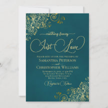 Nothing Fancy Just Love Deep Teal & Gold Wedding