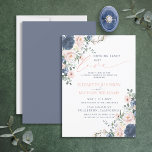 Nothing Fancy Just Love Dusty Blue Blush Wedding Invitation<br><div class="desc">Create the perfect invitation for a casual wedding,  or after-elopement reception celebration,  with this modern,  trendy,  dusty blue and blush pink watercolor floral,  featuring hand lettered script typography. Contact designer for matching products. Copyright Elegant Invites,  all rights reserved.</div>