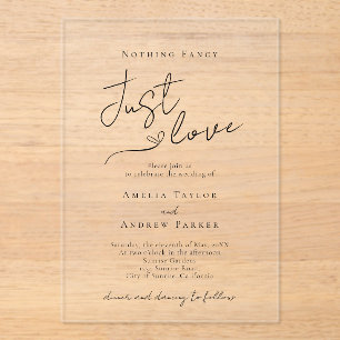 Nothing Fancy Just Love Elegant Wedding Acrylic Invitations