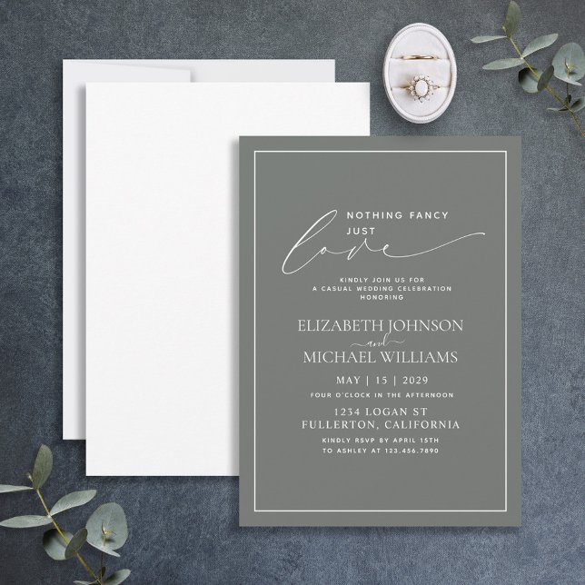 Nothing Fancy Just Love Eucalyptus Casual Wedding  Invitation (Creator Uploaded)