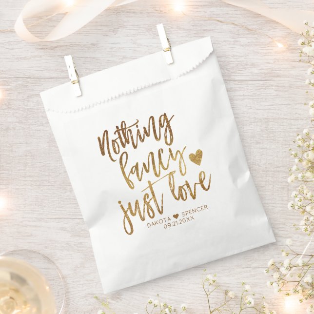 Nothing Fancy Just Love | Gold Heart Micro Wedding Favour Bag (Clipped)