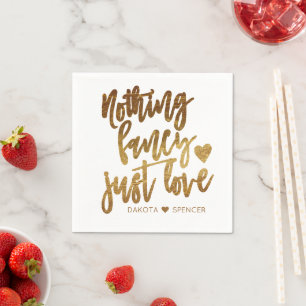Nothing Fancy Just Love   Gold Heart Micro Wedding Napkin