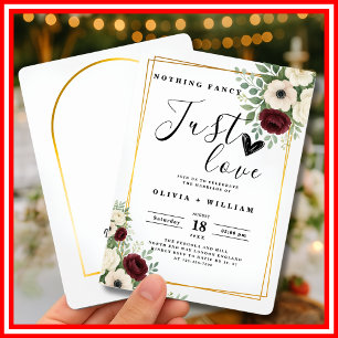 Nothing Fancy Just Love Green Geometric Wedding Invitation