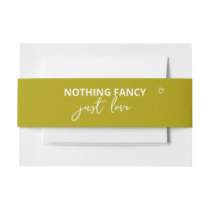 Nothing Fancy Just Love Groovy Green Wedding Invitation Belly Band