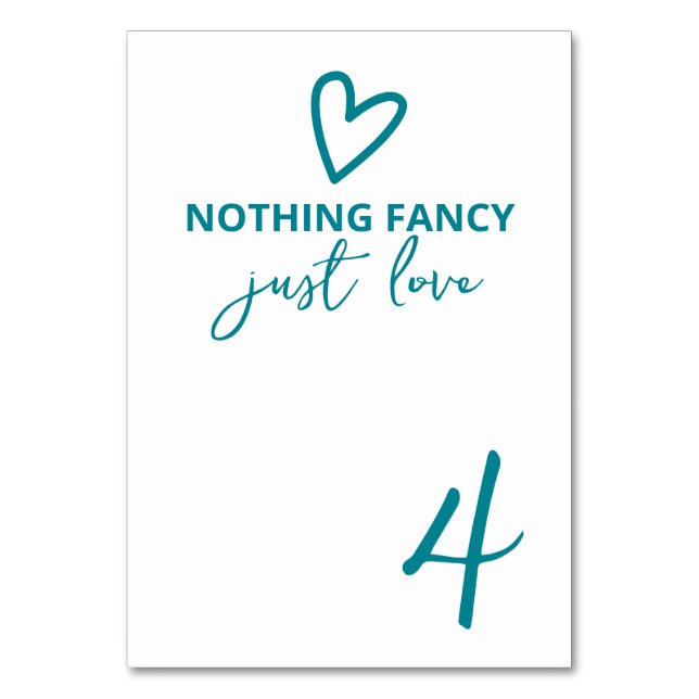 Nothing Fancy Just Love Groovy Retro 70s Wedding Table Number (Front)