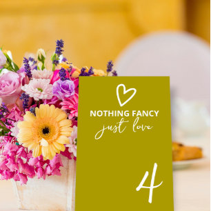 Nothing Fancy Just Love Groovy Retro 70s Wedding Table Number
