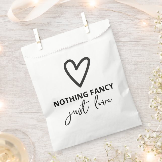 Nothing Fancy Just Love Heart Pattern Wedding Favour Bag (Clipped)