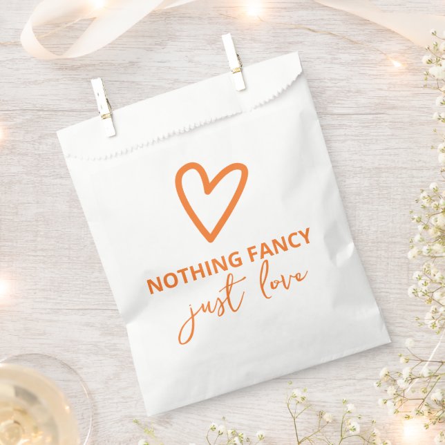 Nothing Fancy Just Love Heart Retro Wedding Favour Bag (Clipped)