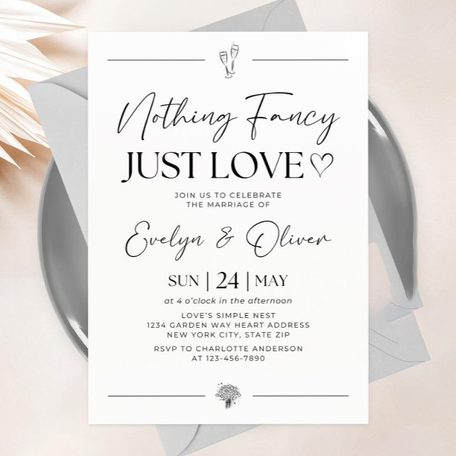 Nothing Fancy Just Love Invitation, Elopement Anno Invitation (Creator Uploaded)