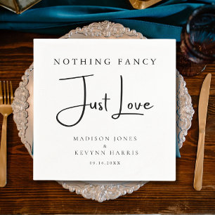 Nothing Fancy Just Love Minimal and Chic Wedding Napkin