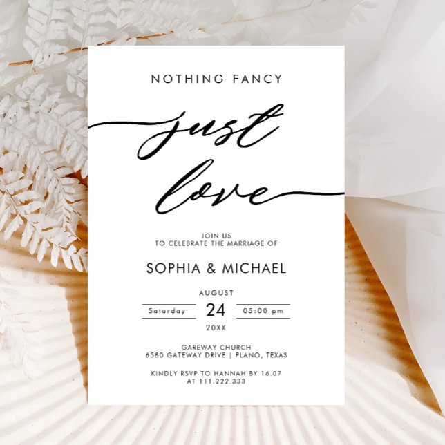 Nothing Fancy Just Love Minimal Wedding Reception Invitation (Creator Uploaded)