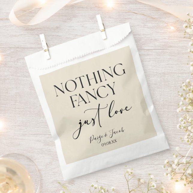 Nothing Fancy Just Love Minimalist Casual Wedding Favour Bag (Clipped)