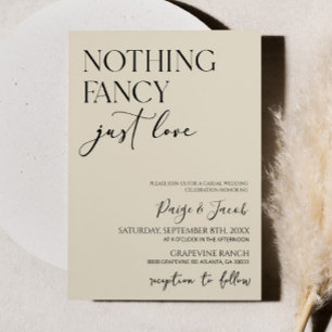 Nothing Fancy Just Love Minimalist Casual Wedding Invitation