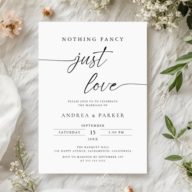 Nothing Fancy Just Love, Minimalist Casual Wedding Invitation (Creator Uploaded)