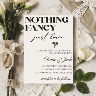 Nothing Fancy Just Love Minimalist Casual Wedding Invitation