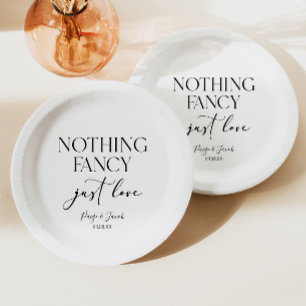 Nothing Fancy Just Love Minimalist Casual Wedding Paper Plate