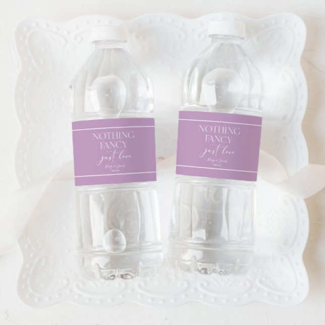 Nothing Fancy Just Love Minimalist Casual Wedding Water Bottle Label (Creator Uploaded)