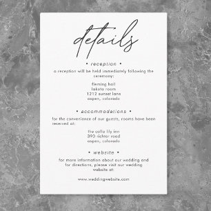 Nothing Fancy Just Love Minimalist Wedding Details Enclosure Card