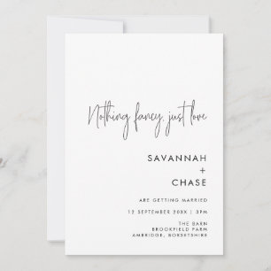 Nothing Fancy Just Love Minimalist Wedding Invitat Invitation