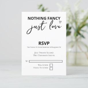 Nothing Fancy Just Love Minimalist Wedding RSVP Card