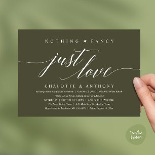 Nothing Fancy, Just Love, Modern Classy Reception Invitation