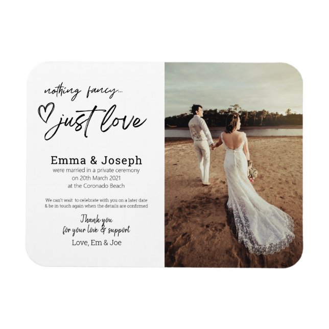 "Nothing fancy just love", Modern Minimalist Photo Magnet (Horizontal)