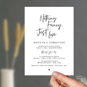 Nothing Fancy Just Love, Modern Reception Dinner  Invitation