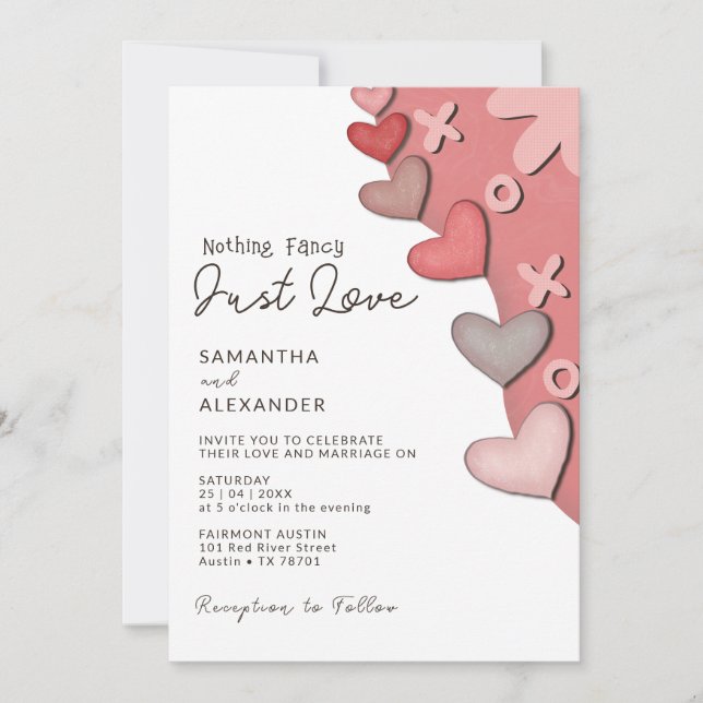 Nothing Fancy Just Love Modern Retro Vibes Wedding Invitation (Front)