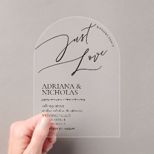Nothing Fancy Just Love Modern Wedding Acrylic Invitations
