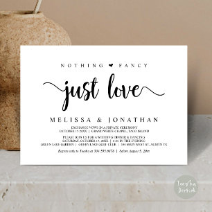 Nothing Fancy Just Love, Modern Wedding Elopement Invitation