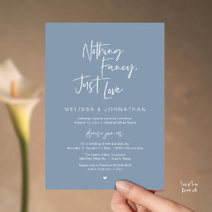 Nothing Fancy Just Love, Modern Wedding Reception Invitation