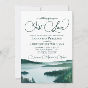 Nothing Fancy Just Love Mountain Lake Wedding Invitation
