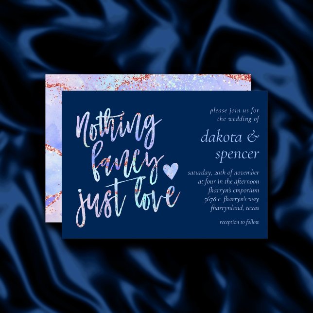 Nothing Fancy Just Love | Navy and Pastel Marble Invitation (Creator Uploaded)