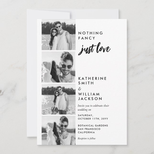 Nothing Fancy Just Love Photo Booth Budget Wedding Invitation (Front)