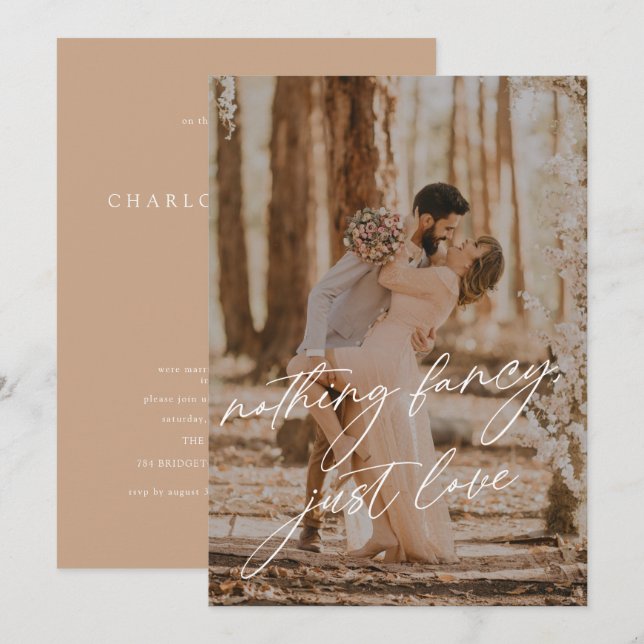 Nothing Fancy Just Love Photo Elopement Wedding Invitation (Front/Back)