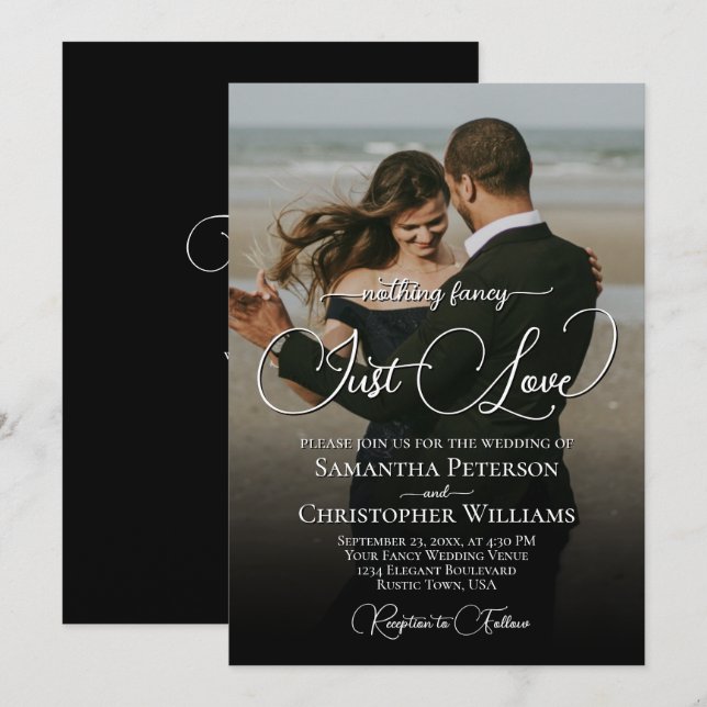 Nothing Fancy Just Love Photo Overlay Wedding Invitation (Front/Back)