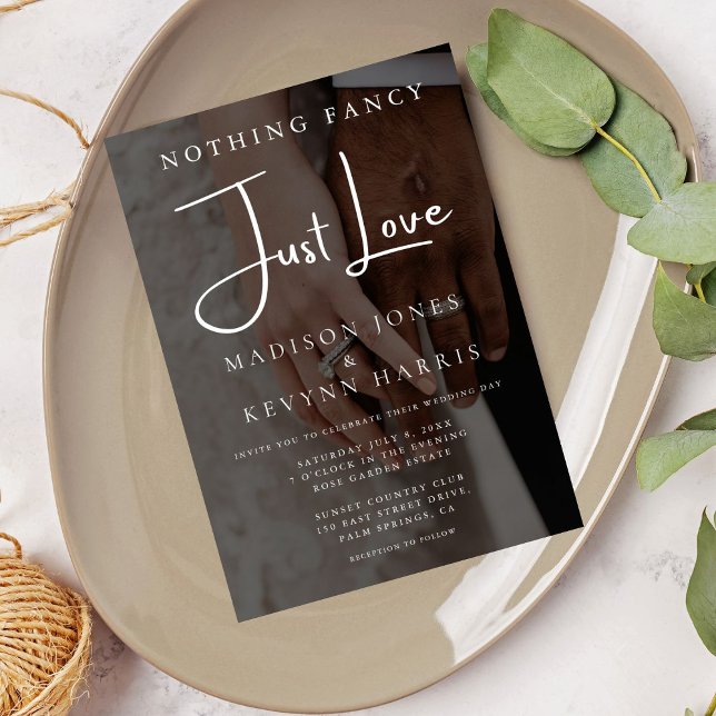 Nothing Fancy Just Love Photo Wedding Invitation (Creator Uploaded)