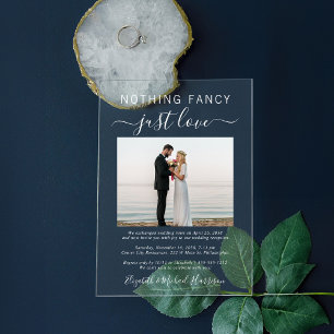 Nothing Fancy Just Love Photo Wedding Reception Acrylic Invitations