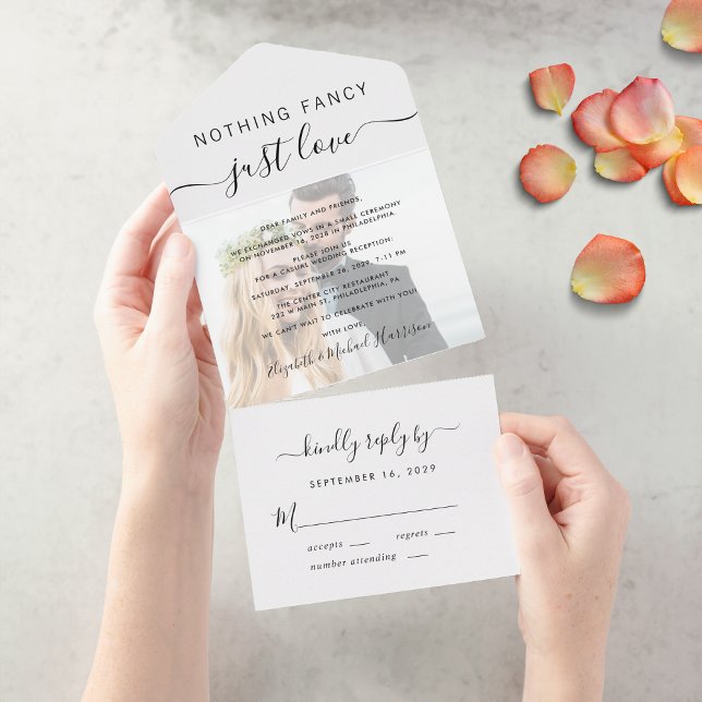 Nothing Fancy Just Love Photo Wedding Reception All In One Invitation (Creator Uploaded)