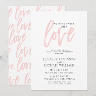 Nothing Fancy Just Love Pink Casual Wedding Invitation