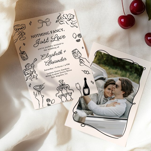 Nothing Fancy Just Love Quirky & Whimsical Wedding Invitation (Creator Uploaded)