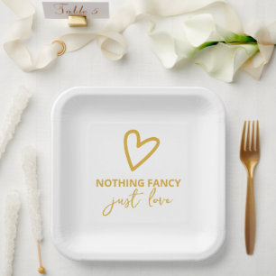 Nothing Fancy Just Love Retro 70s Wedding Paper Plate